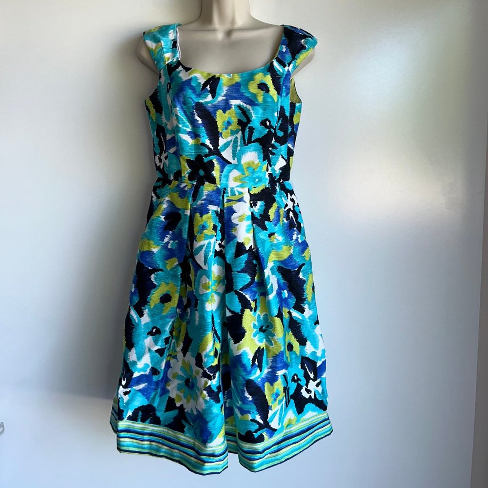 NWT  Kelly & Diane Sleeveless Aqua Blue, Green, White Dress Size 2